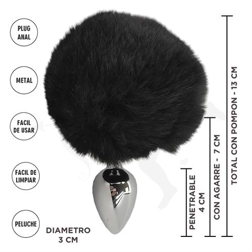 Fornax Negra S : Plug Anal Metalico con Cola Conejo