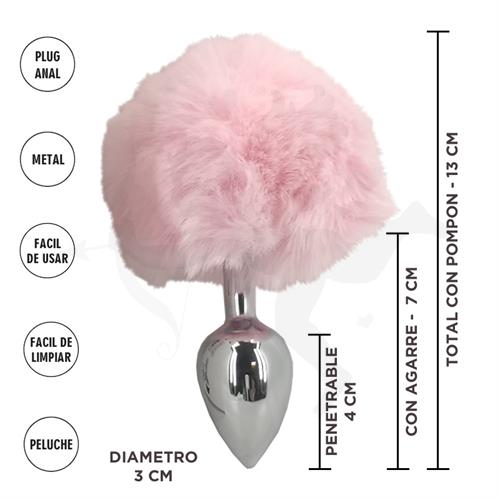 Fornax Rosa S : Plug Anal Metalico con Cola Conejo