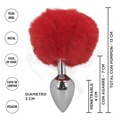 Fornax Roja S : Plug Anal Metalico con Cola Conejo