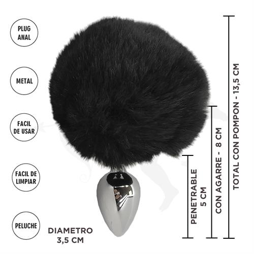 Fornax Negra M : Plug Anal Metalico con Cola Conejo