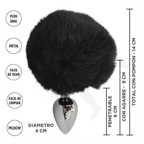 Fornax Negra L : Plug Anal Metalico con Cola Conejo